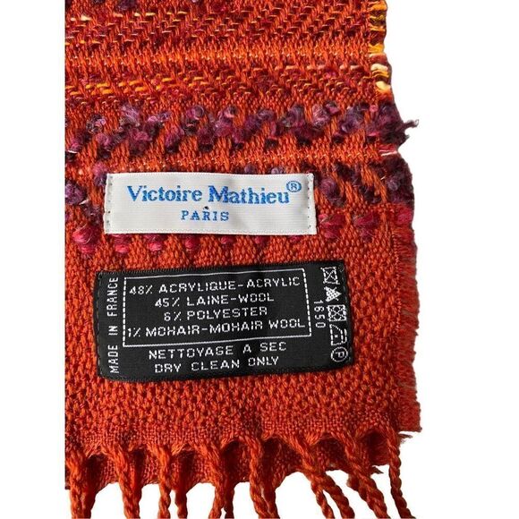 Vintage victoire Matthieu Paris ￼ well fringed multicolored scarf, 31 x 12 - Picture 1 of 5